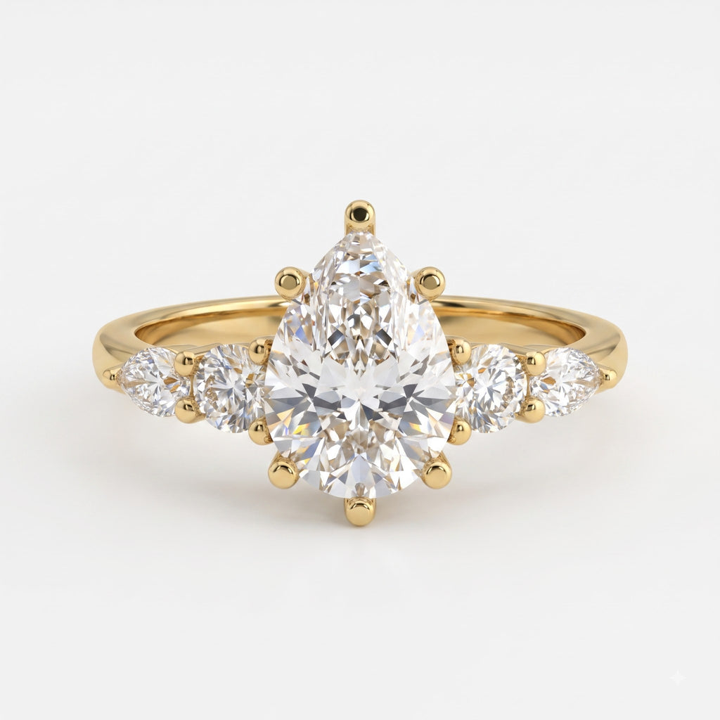 The Élan Pear Diamond Statement Five Stone Engagement Ring