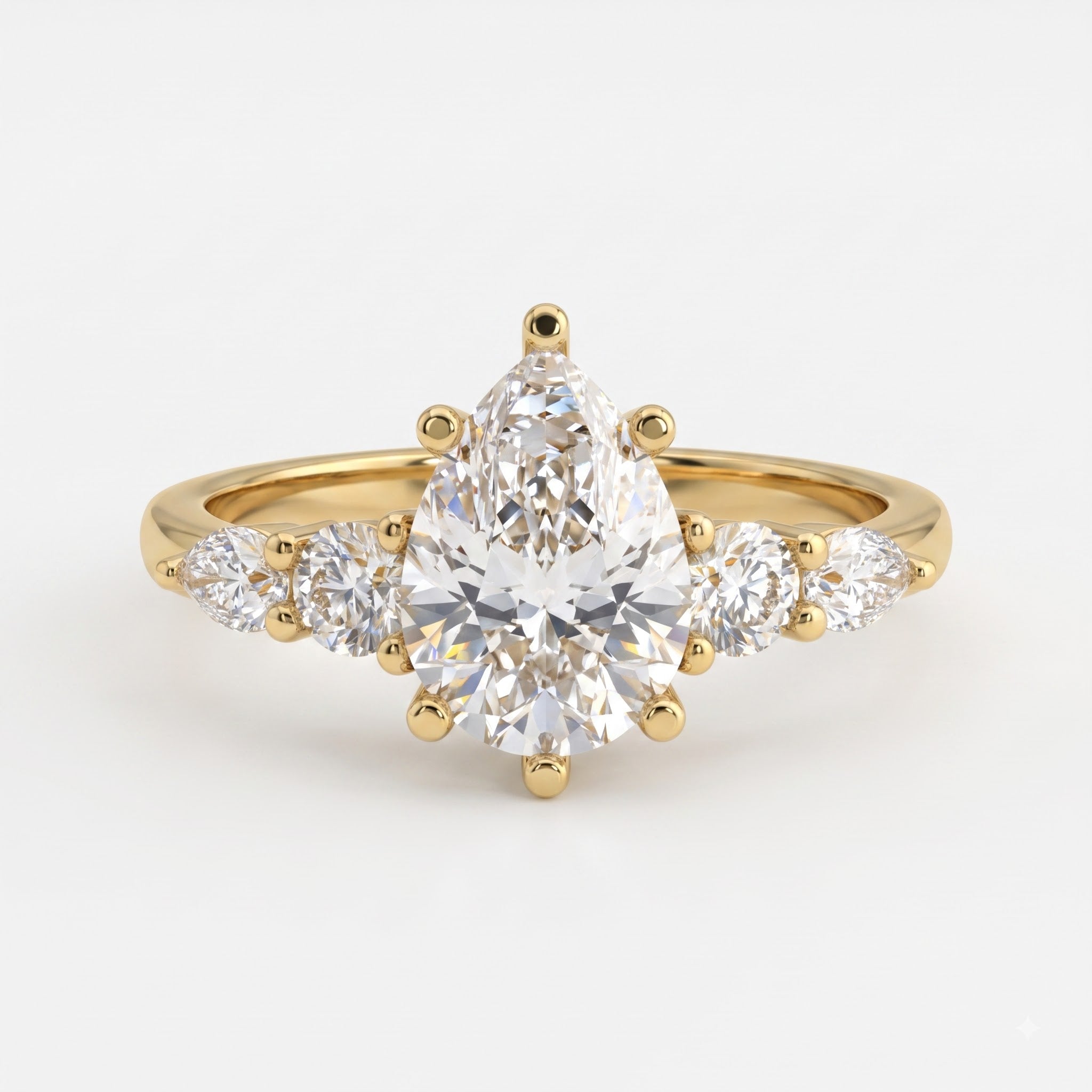 The Élan Pear Diamond Statement Five Stone Engagement Ring
