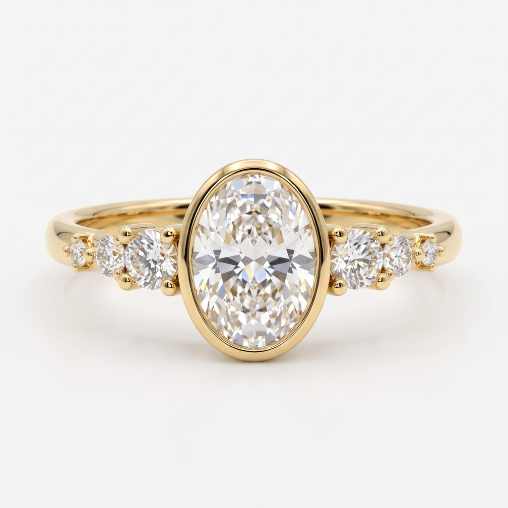 Aurelia Classic Oval Diamond Side Stone Ring