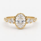 Aurelia Classic Oval Diamond Side Stone Ring