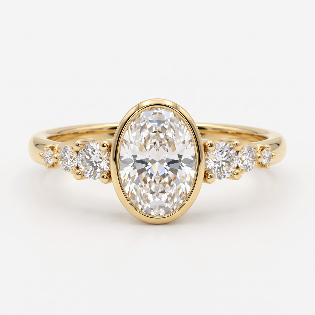 Aurelia Classic Oval Diamond Side Stone Ring