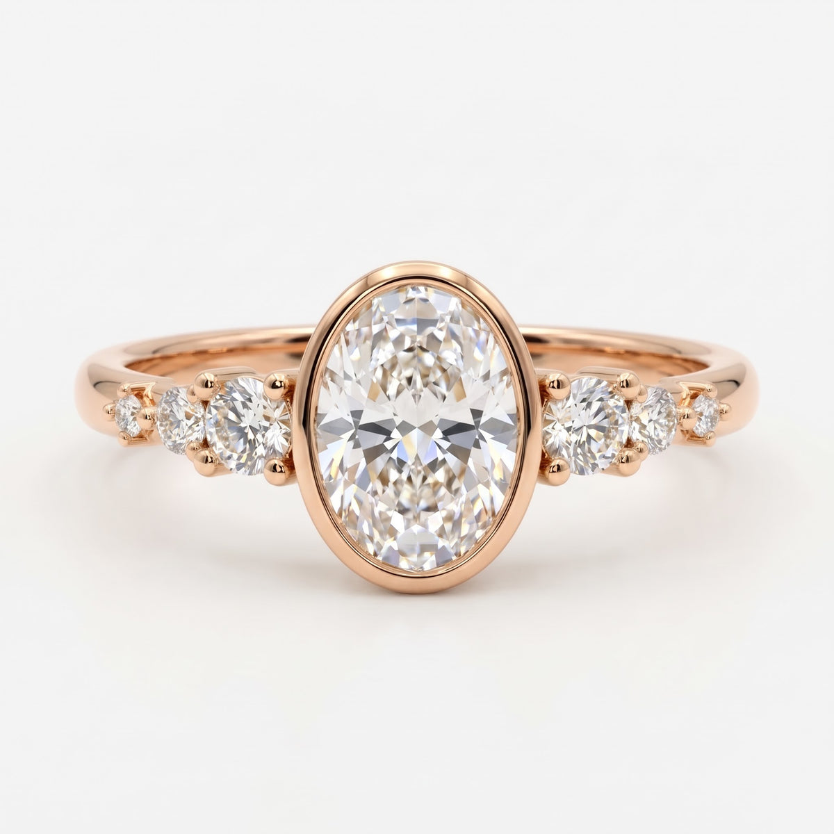 Aurelia Classic Oval Diamond Side Stone Ring