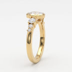 Aurelia Classic Oval Diamond Side Stone Ring
