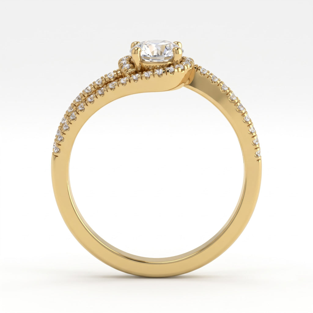 The Celestial Embrace Round Diamond Side Stone Ring