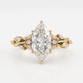 Elegant Floral Vine Marquise Diamond side stone Engagement Ring