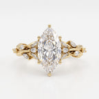 Elegant Floral Vine Marquise Diamond side stone Engagement Ring