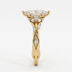 Elegant Floral Vine Marquise Diamond side stone Engagement Ring