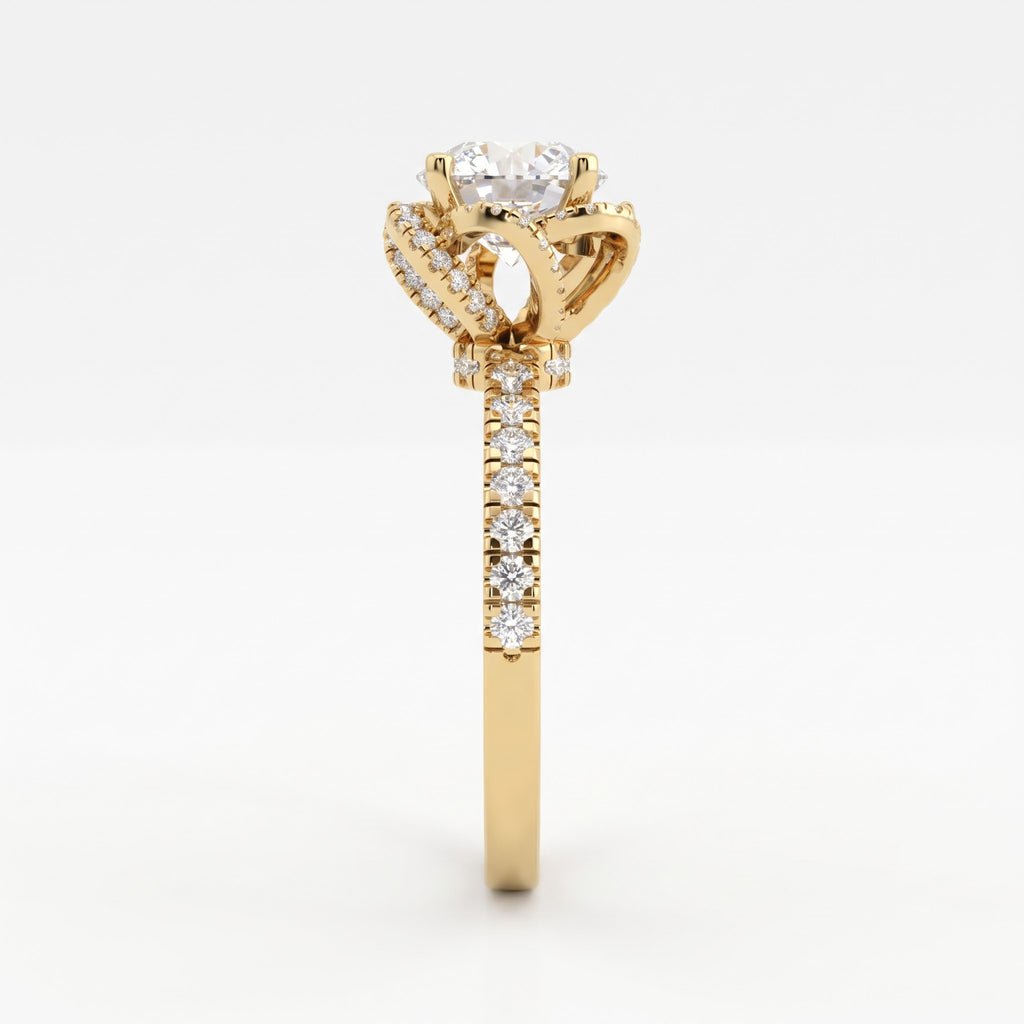 The Aurelia Bloom Floral Round Diamond Hidden Halo Ring
