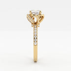The Aurelia Bloom Floral Round Diamond Hidden Halo Ring