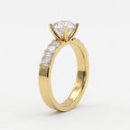 Luxe Radiance Round Brilliant Diamond Side Stone Ring