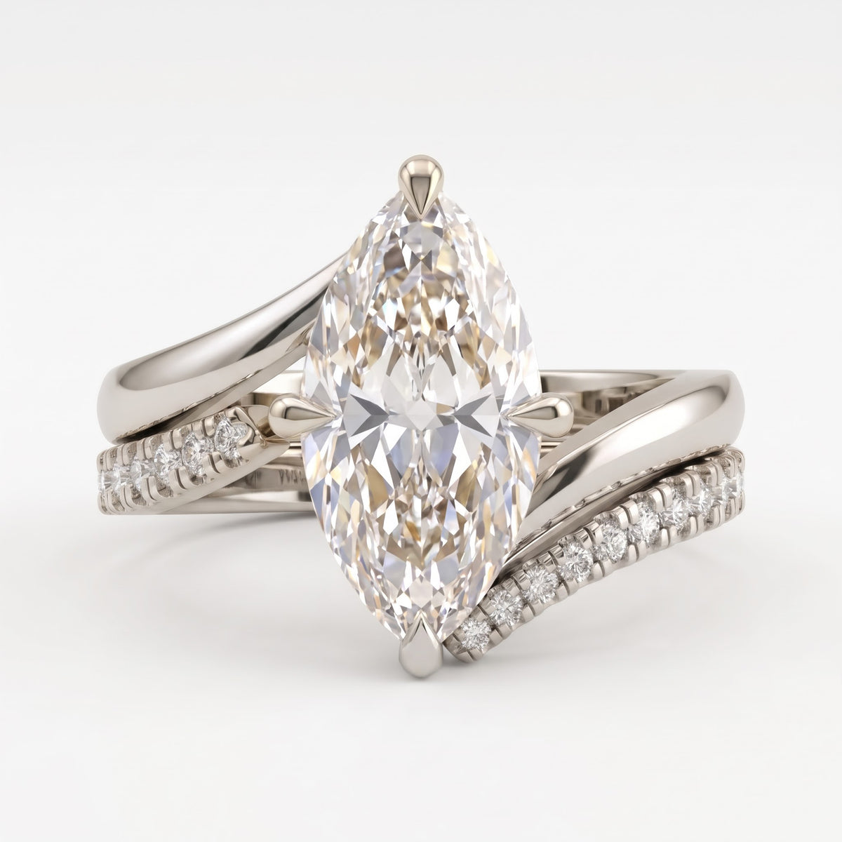 Celestial Marquise Diamond Twisted Side Stone Ring