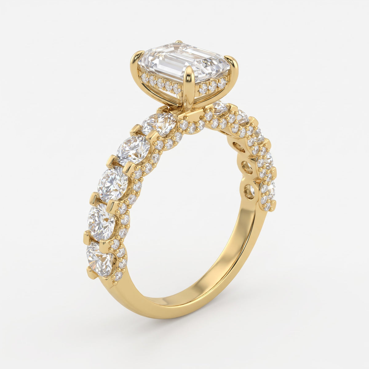 The Imperial Glow Emerald Cut Diamond Hidden Halo Ring
