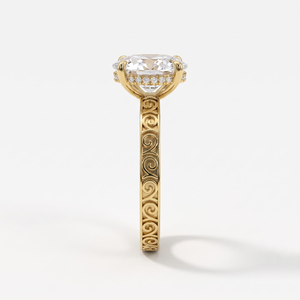 Aurora Elegance Oval-Cut diamond Hidden Halo Ring