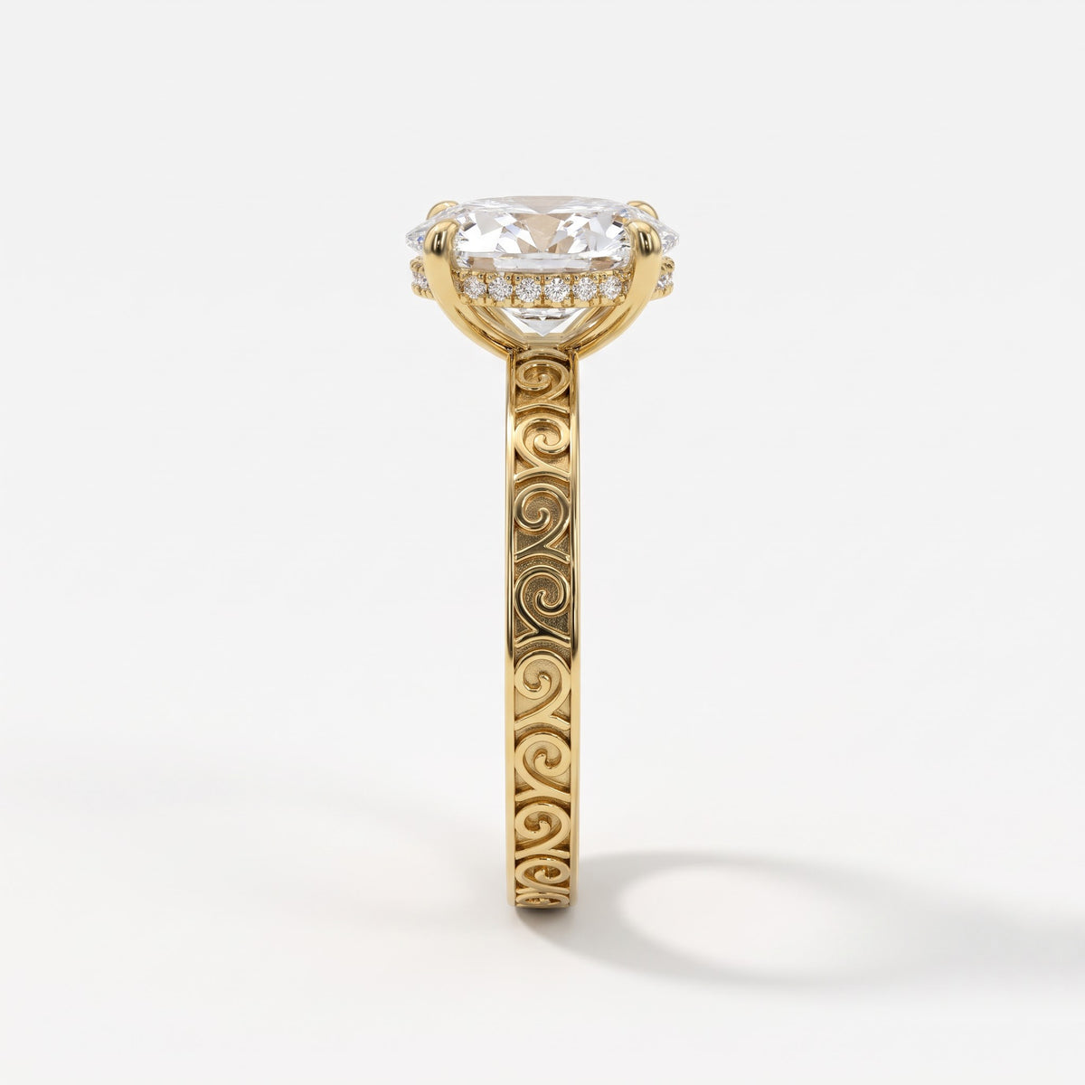 Aurora Elegance Oval-Cut diamond Hidden Halo Ring