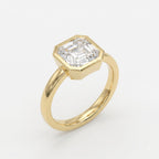 The Valenne Asscher Diamond Bezal Setting Solitaire Ring