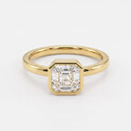The Valenne Asscher Diamond Bezal Setting Solitaire Ring
