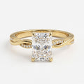 Radiant Diamond Sculpted Crossover Split-Shank Side Stone Ring