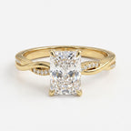 Radiant Diamond Sculpted Crossover Split-Shank Side Stone Ring