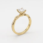 Princess Cut Crossover Pavé Side Stone Engagement Ring