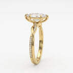 Marquise Cut Diamond Crossover Side Stone Engagement Ring