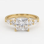 The Valora Princess Cut Diamond Side Stone Engagement Ring