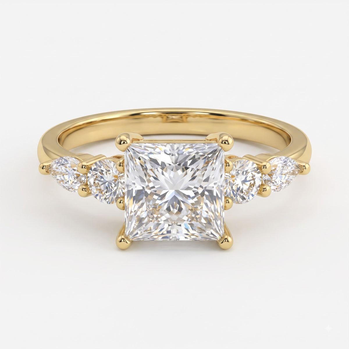 The Valora Princess Cut Diamond Side Stone Engagement Ring