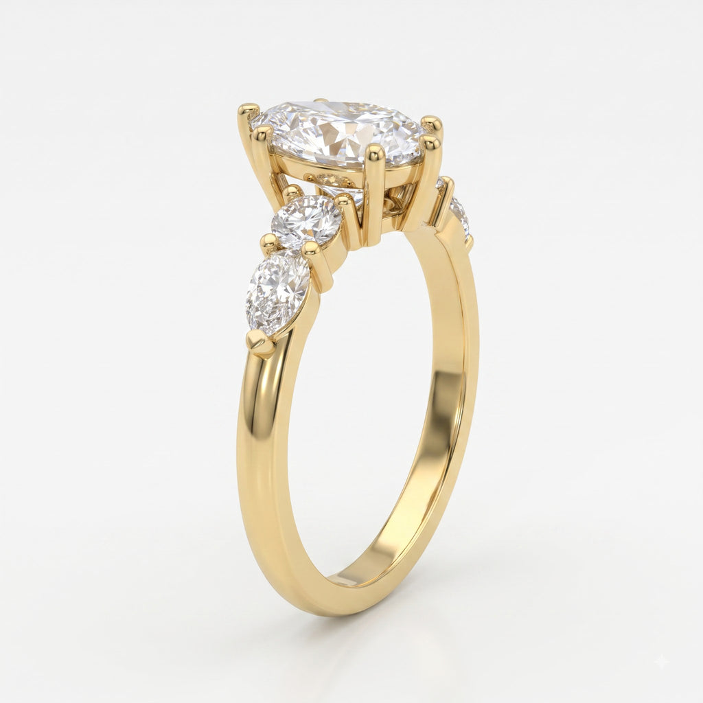 The Élan Pear Diamond Statement Five Stone Engagement Ring
