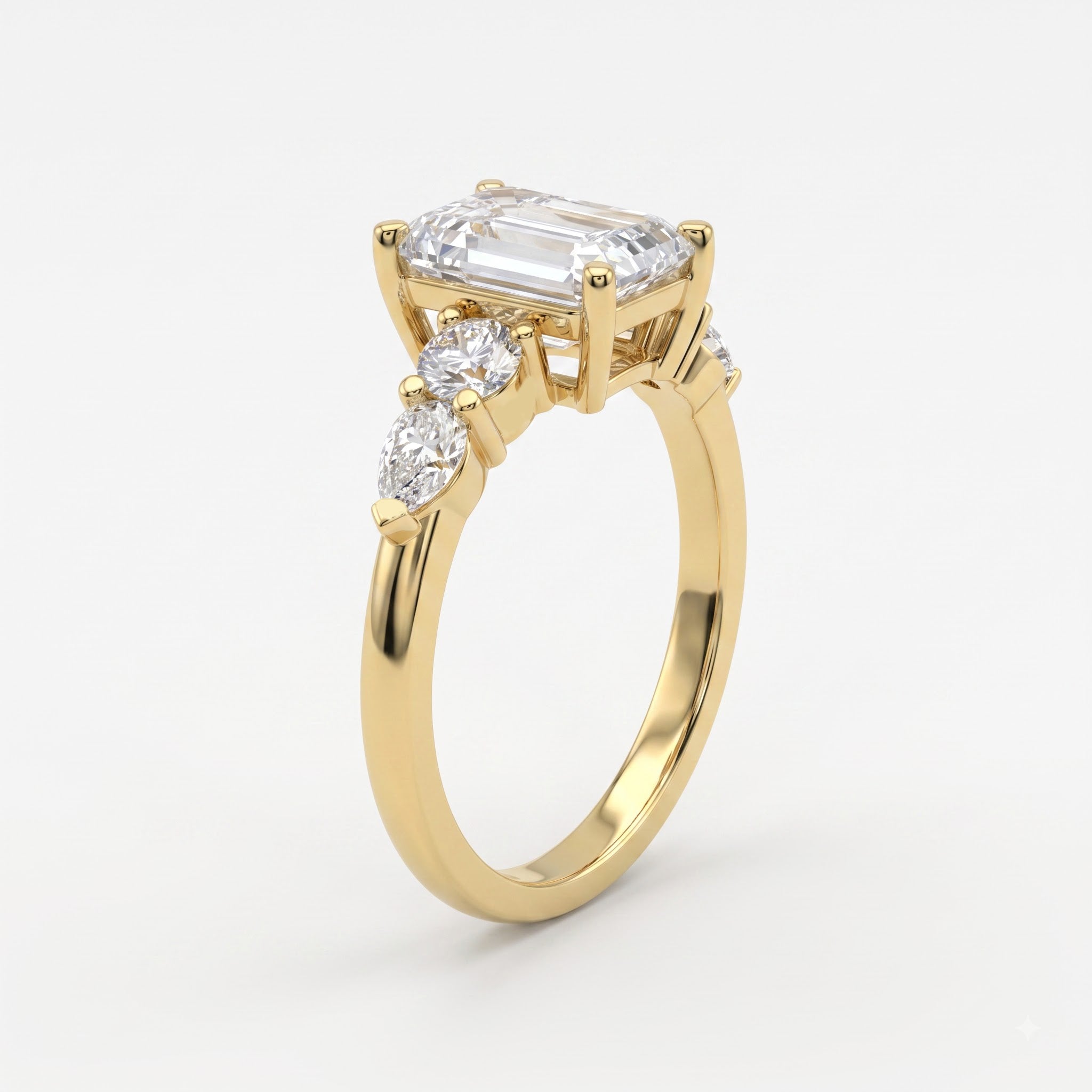 Emerald Cut Striking five-stone Diamond Engagement Ring