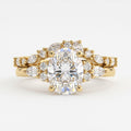 Celestial Glow Oval Diamond Side Stone Ring