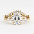 Celestial Glow Oval Diamond Side Stone Ring
