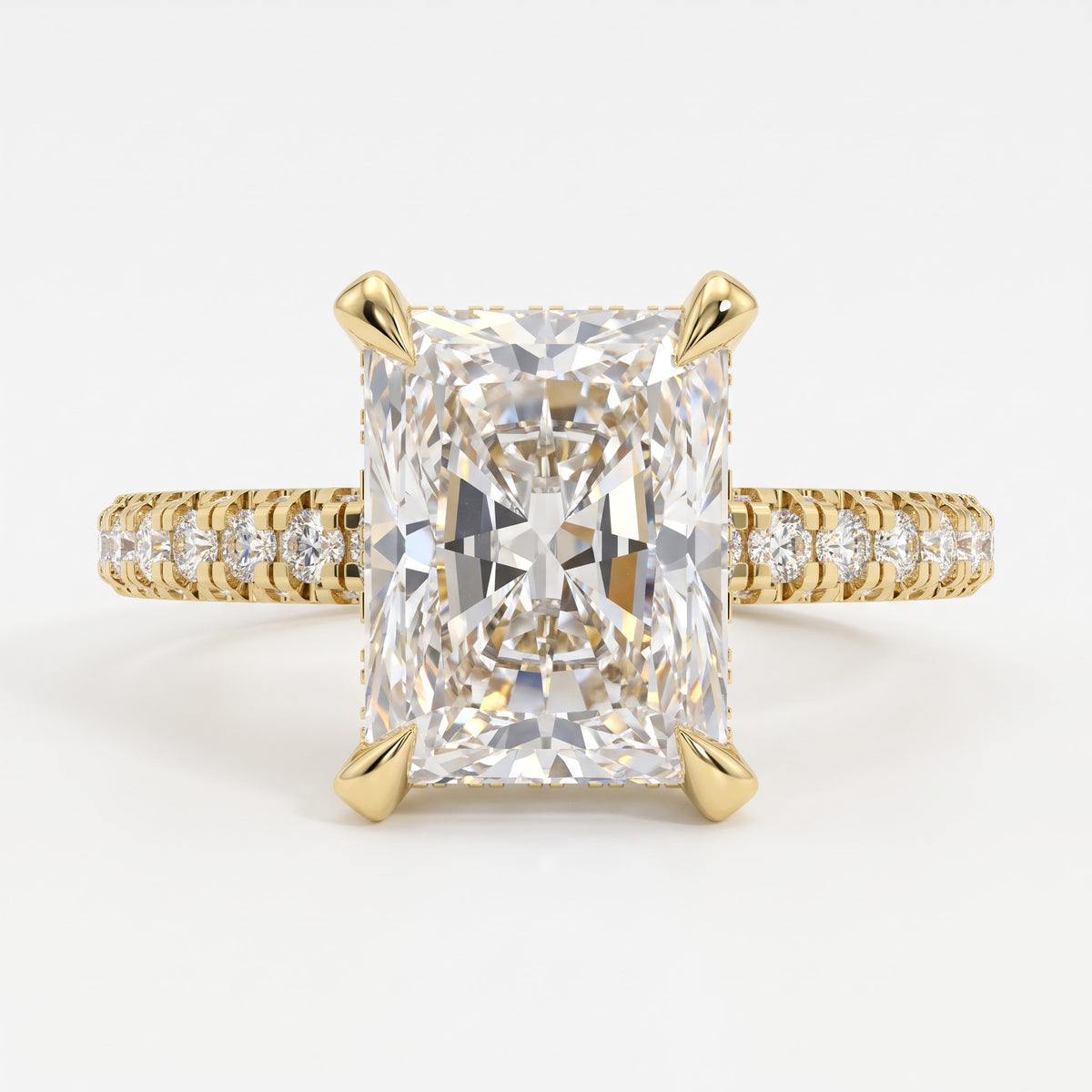 Radiant Elegance Radiant Cut Diamond Hidden Halo Ring