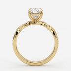 The Lumière Emerald Cut Diamond Twisted Pavé Side Stone Ring