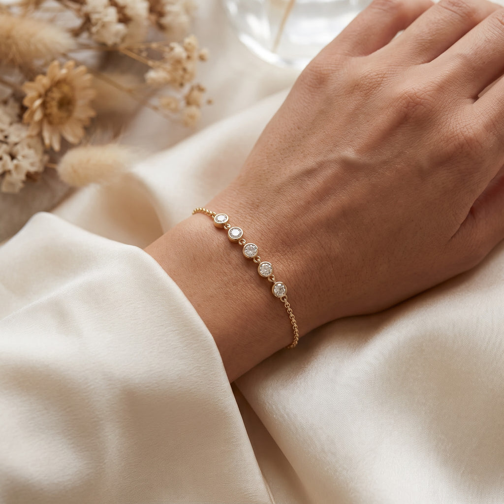 Elegance Five-Stone Round Diamond Chain Bracelet