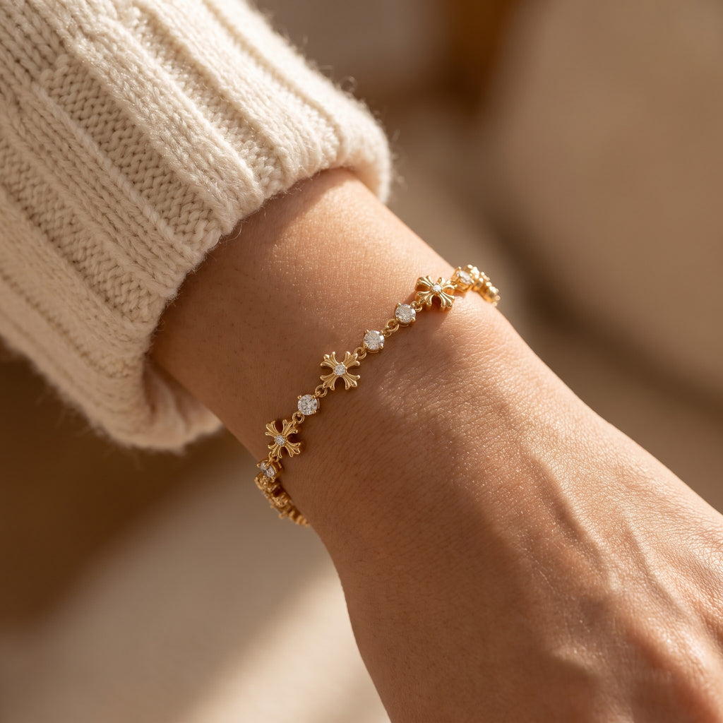 Timeless Elegance Luxe Floral Design Round Diamond Bracelet