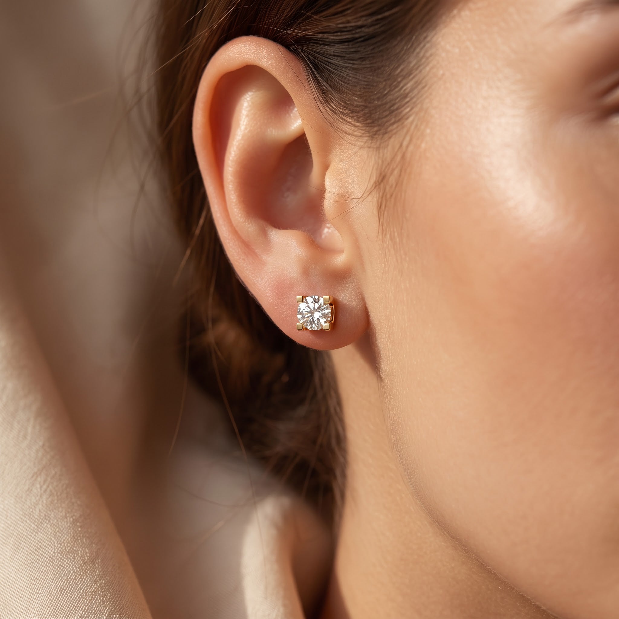 Modern Statement Round Diamond  Stud Earrings