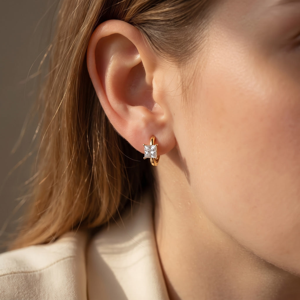 The Aurelia Princess Diamond Huggies Hoops Earrings