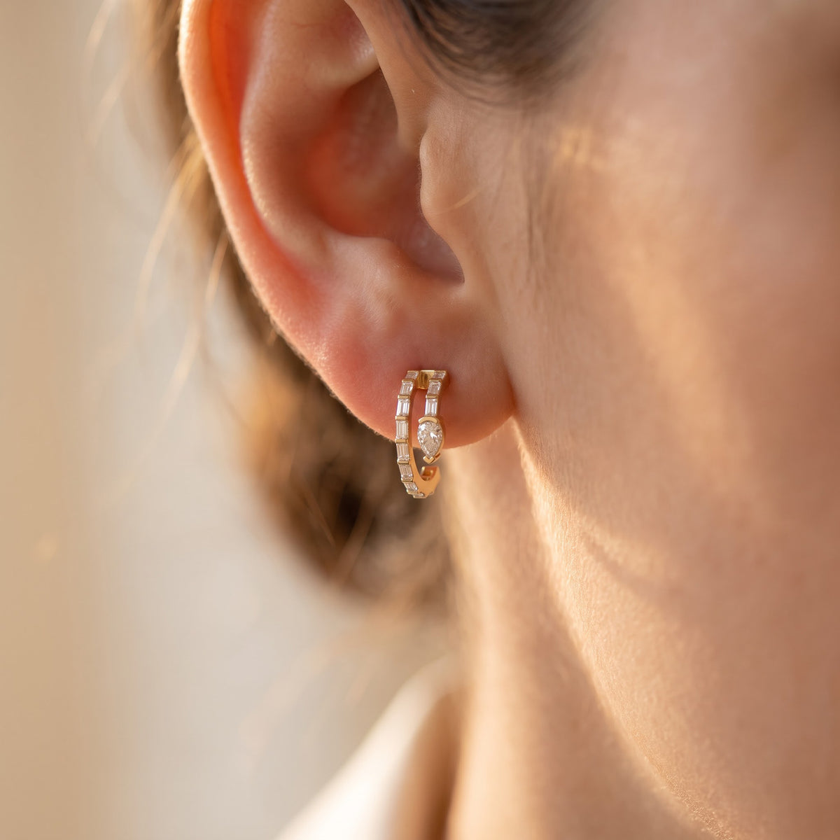 Celestia Luxe Baguette & Pear Diamond Fashion Earrings