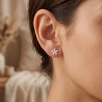 Pear Shape Diamond Flower Stud Fashion Earrings