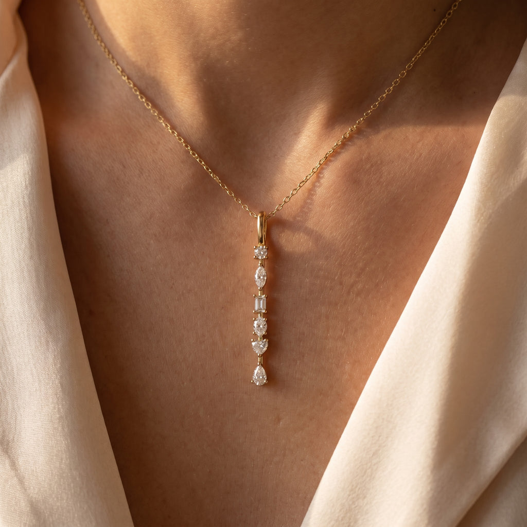Ethereal Elegance Multi-Cut Diamond Pendant Necklace