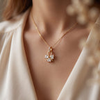 Grace Triple Heart Diamond Butterfly Pendant Necklace