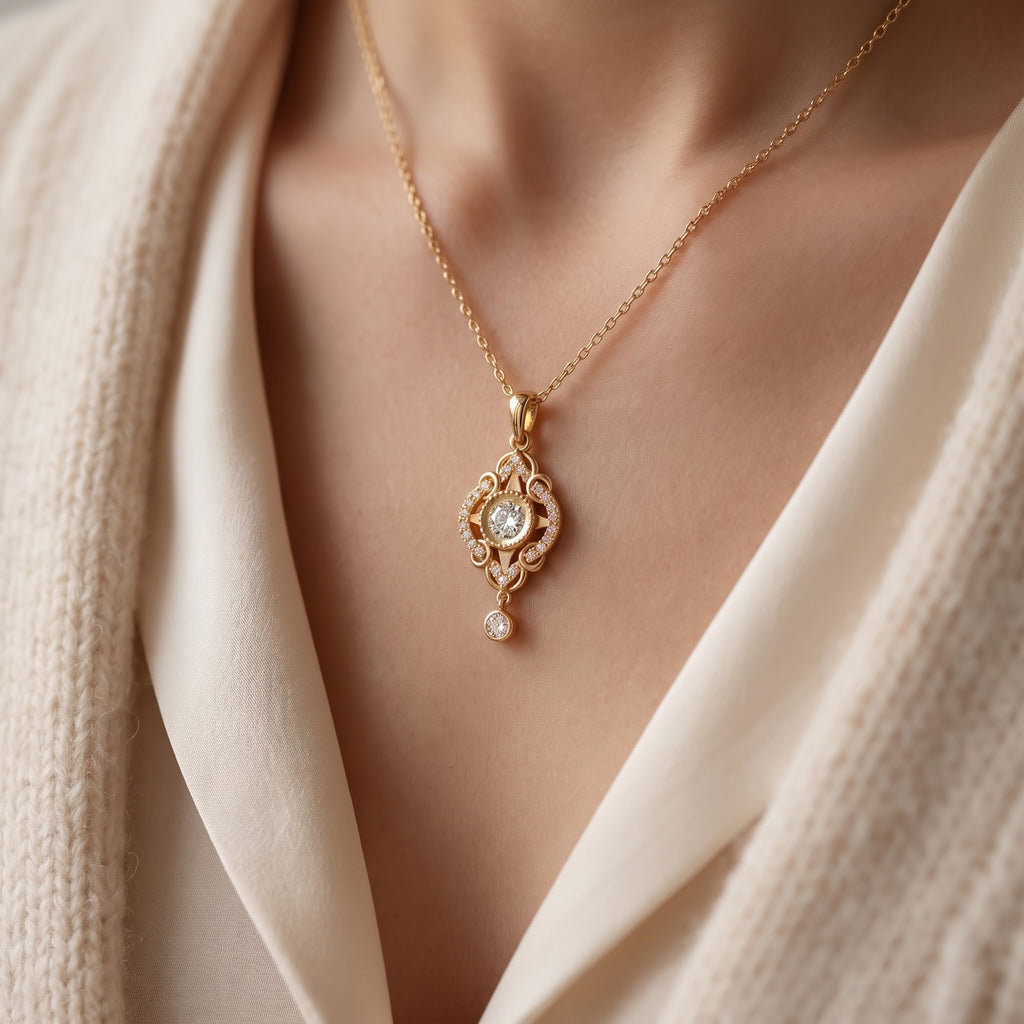 Celestia Radiance Round Diamond Pendant Necklace