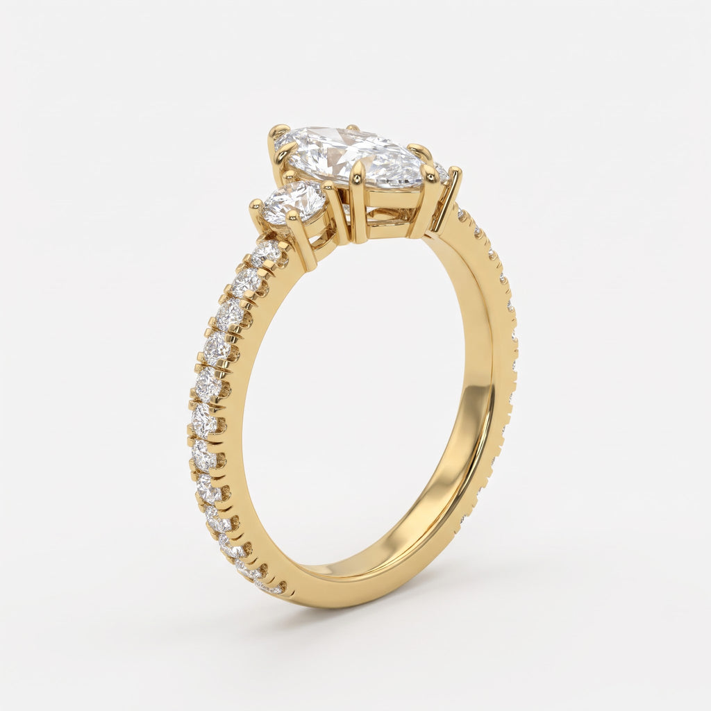 Luxury Celestia Marquise Diamond Side Stone Ring