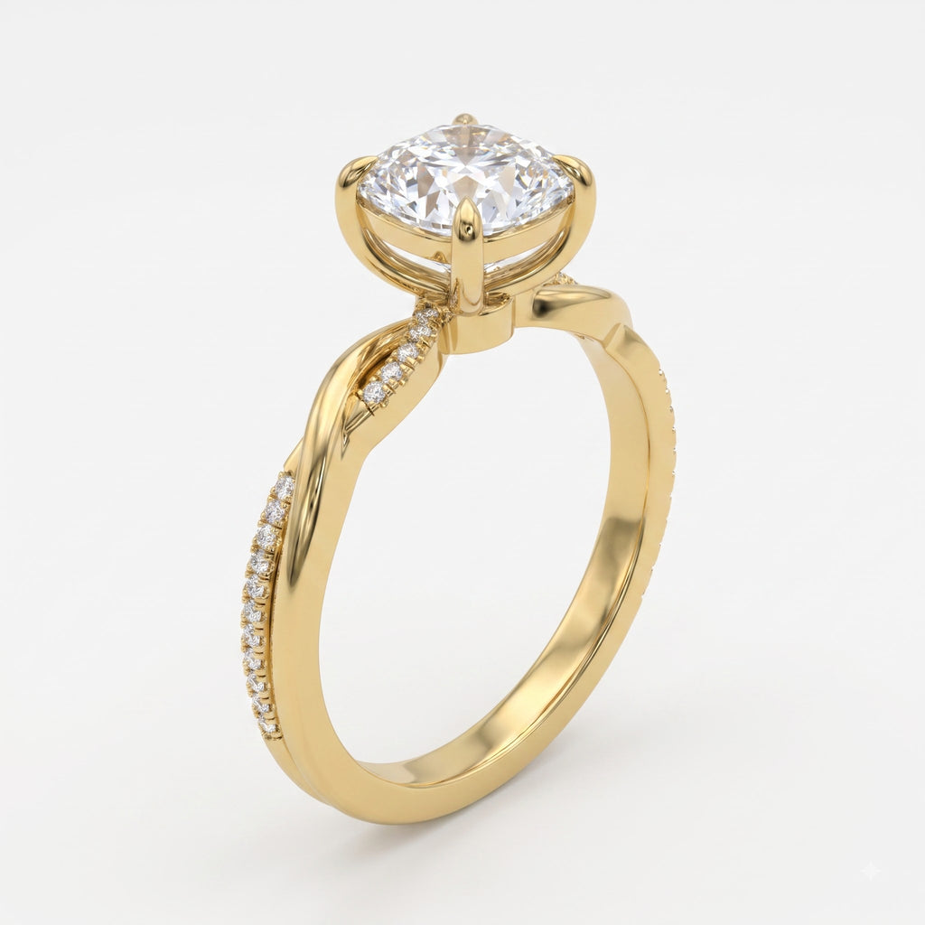 The Infinity Curve Cushion Diamond Side Stone Engagement Ring