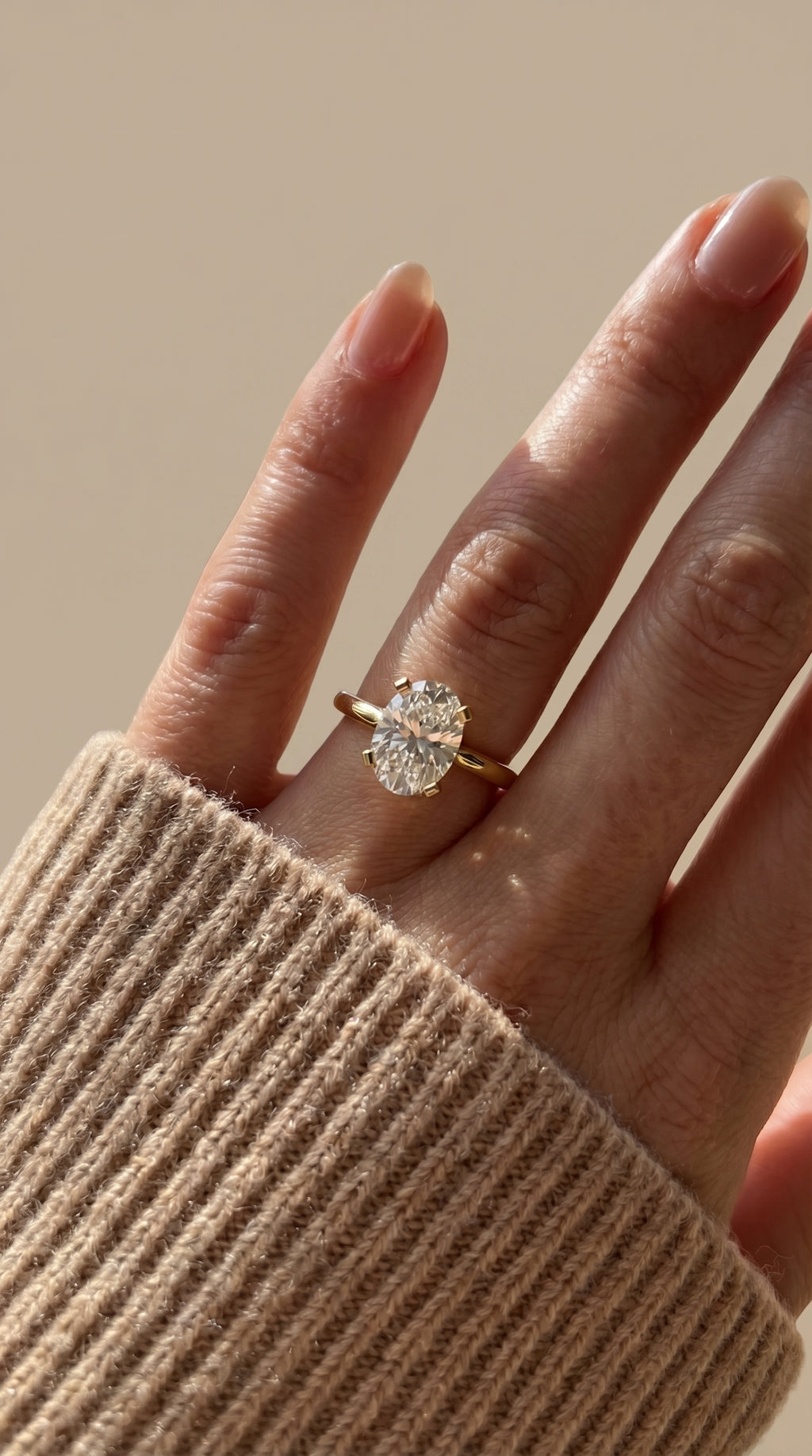 Classic Oval Shape Diamond  Solitaire Engagement Ring