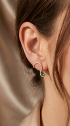 Green Gemstone Trance Pavé Fashion Earrings