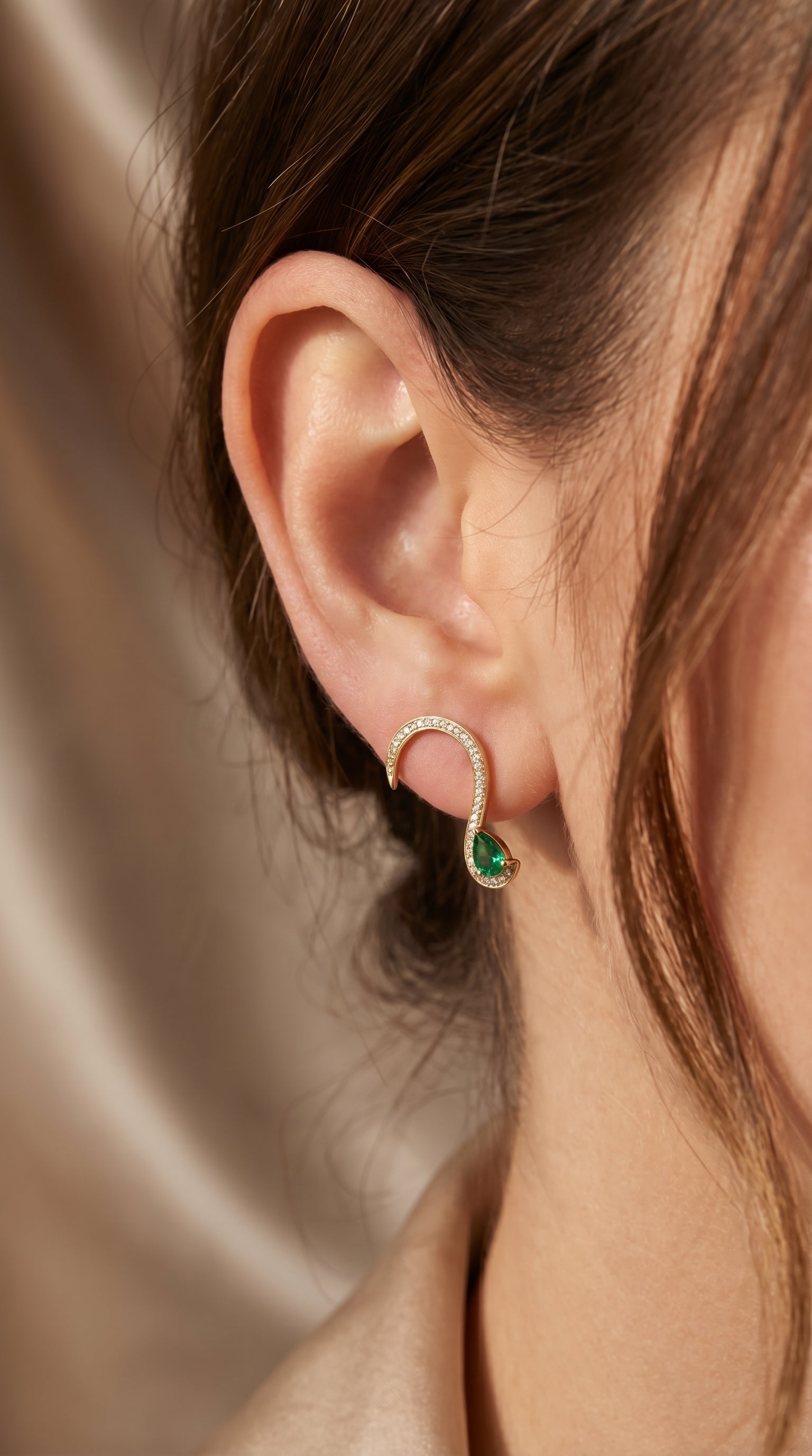Green Gemstone Trance Pavé Fashion Earrings