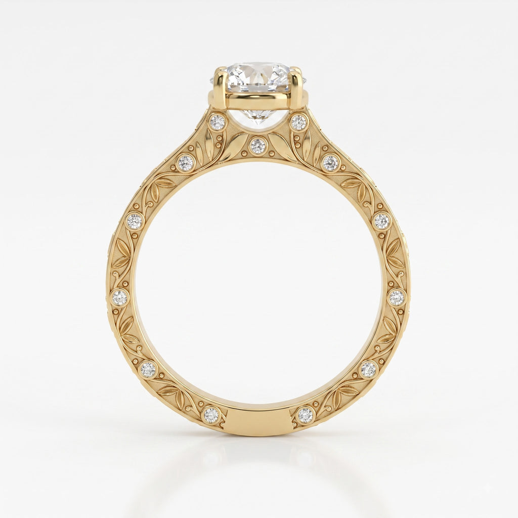Lumière Heritage Round Cut Floral Filigree Vintage Ring