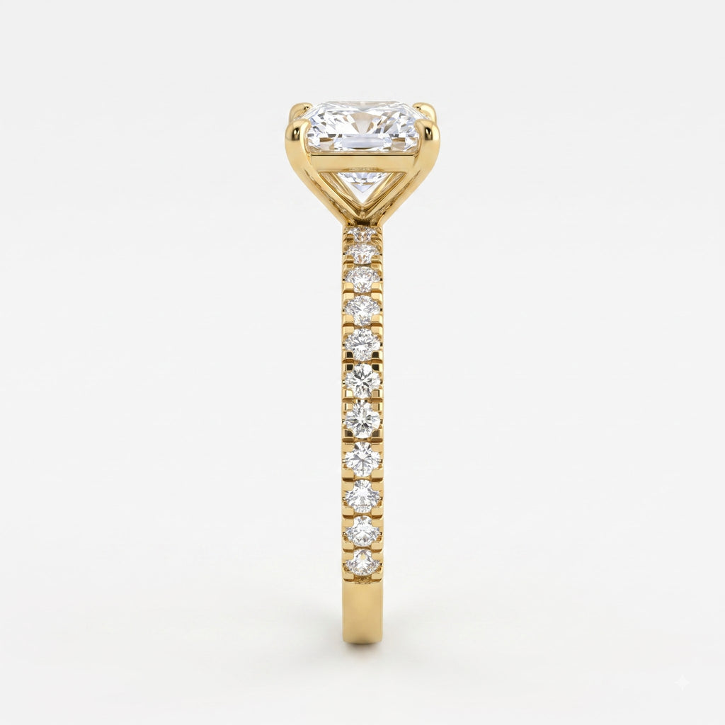 The Aurelia Princess Cut Diamond Pave Setting Engagement Ring