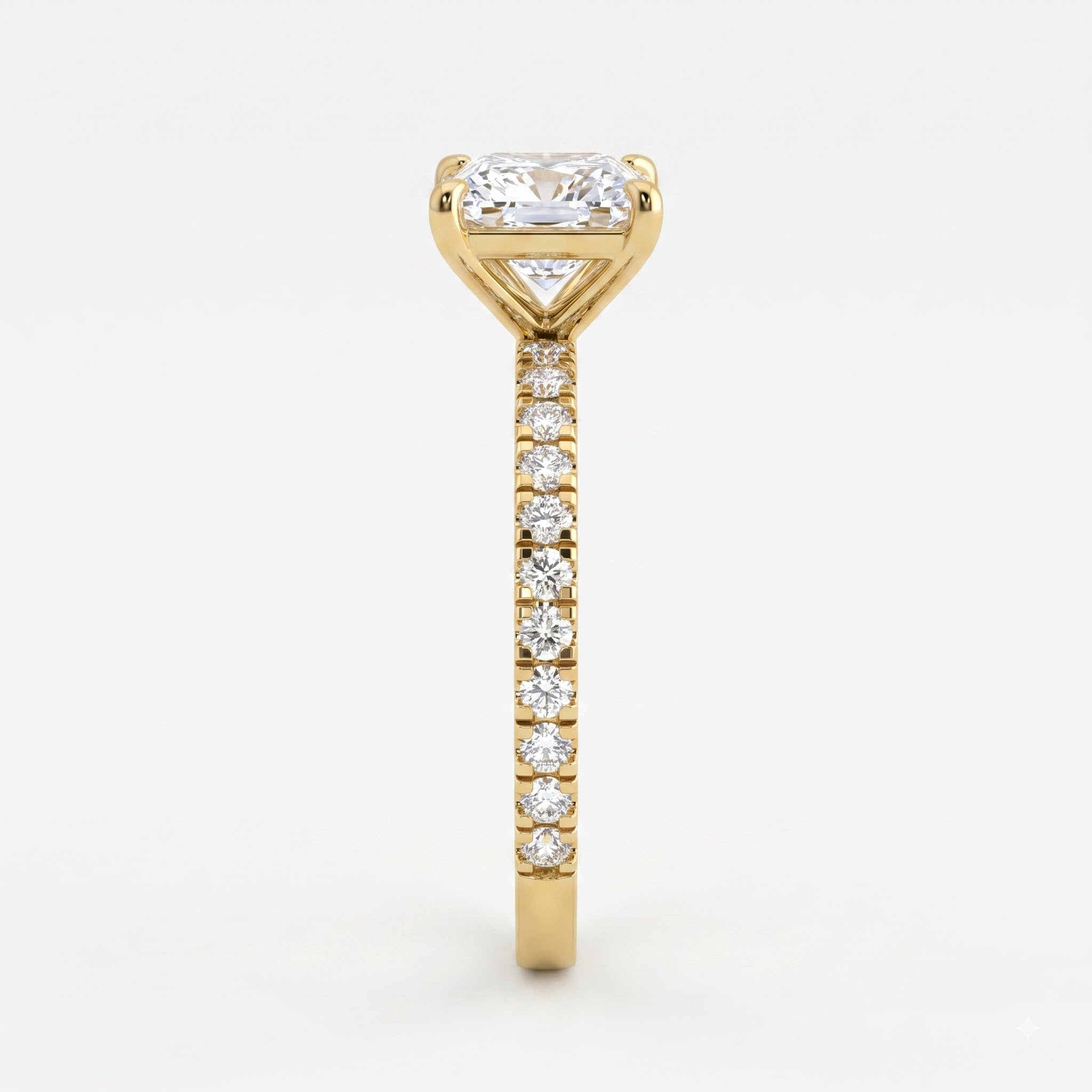 The Aurelia Princess Cut Diamond Pave Setting Engagement Ring