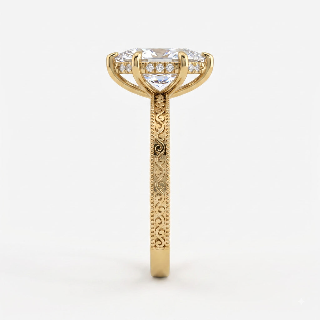 Valencia Vintage Dutch Marquise Diamond Hidden Halo Ring